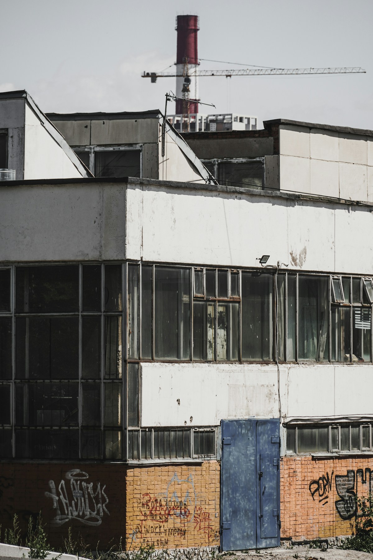 Perforated façade panels in the workshop